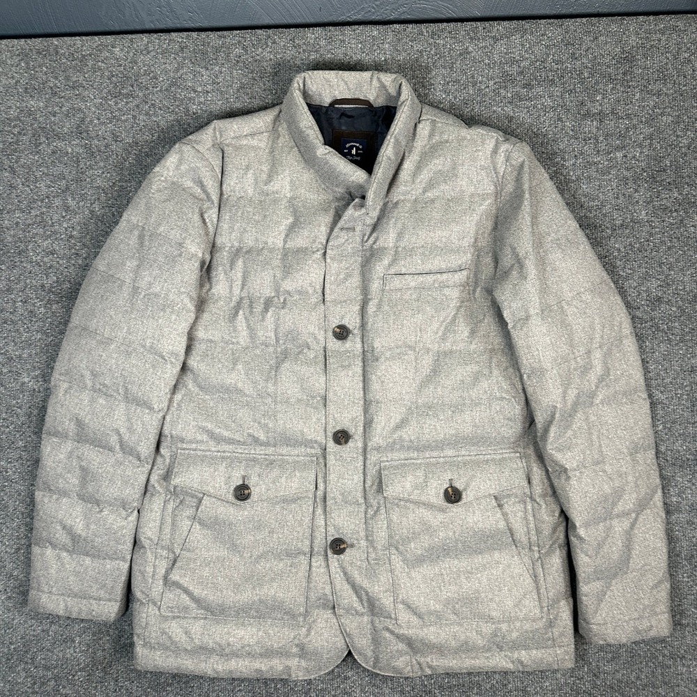 Johnnie-O Mick Jacket Top Shelf Men's Grey Quilted Puffer Button Front Size XL